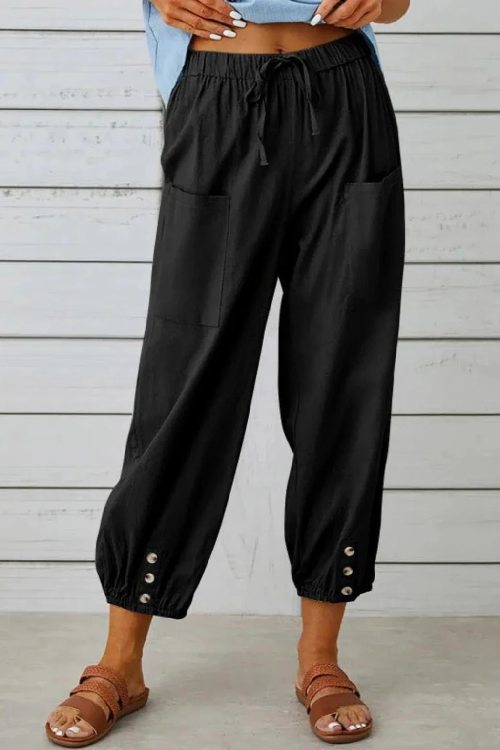 Pantalones tobilleros con bolsillos anchos - Imagen 2